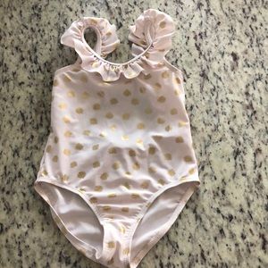 Lili Gaufrette pink/gold girls bathing suit